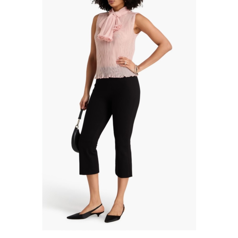 FRAME The Knot plissé-crepon Blouse top Women Size medium Pink